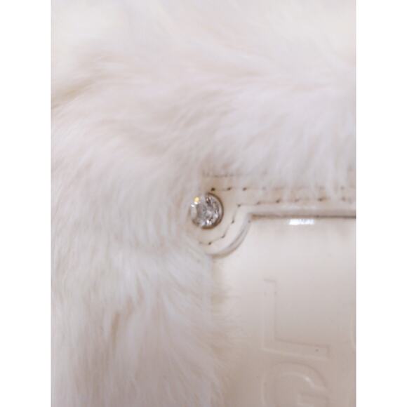 Longchamp Shoulder Crossbody Bag Ivory Patent Leather White Rabbit Fur Glam VNTG - Picture 5 of 16